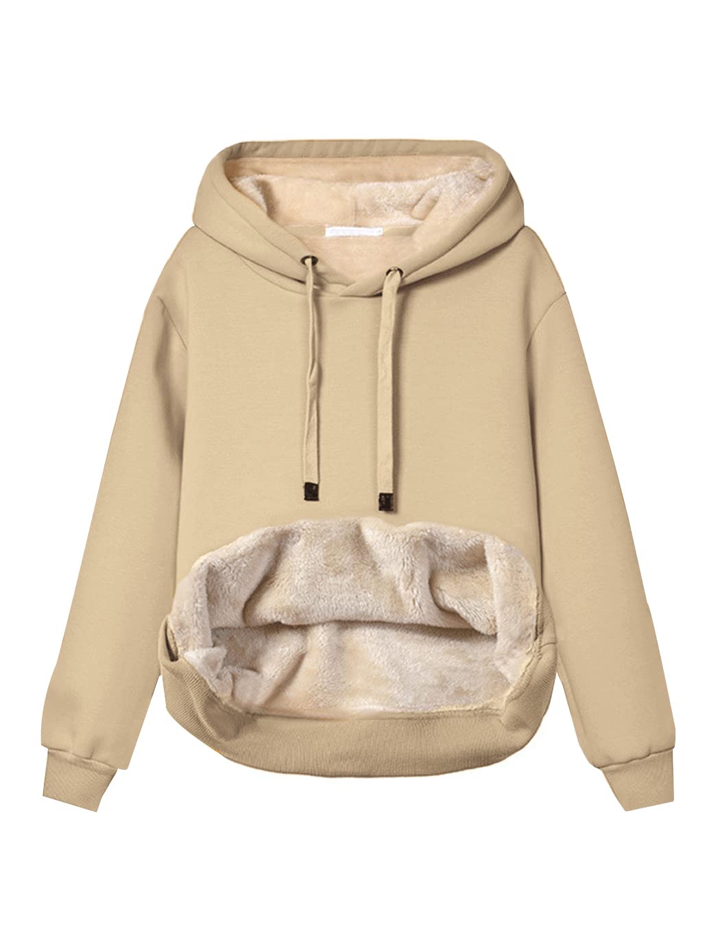 Haellun Womens Casual Winter Warm Fleece Sherpa Lined Pullover Hooded Sweatshirt