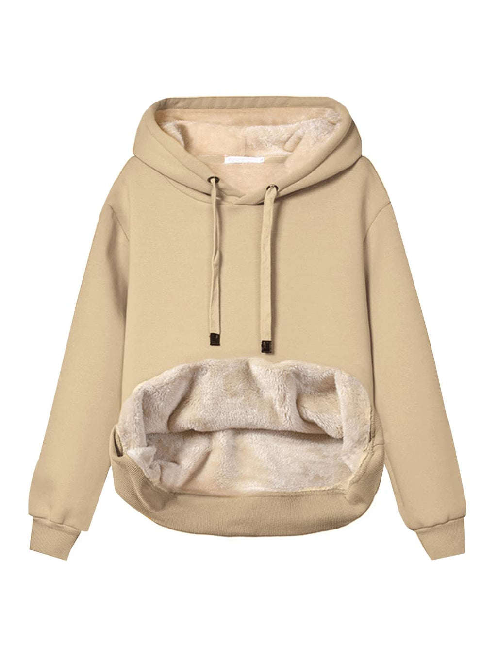 Haellun Womens Casual Winter Warm Fleece Sherpa Lined Pullover Hooded Sweatshirt