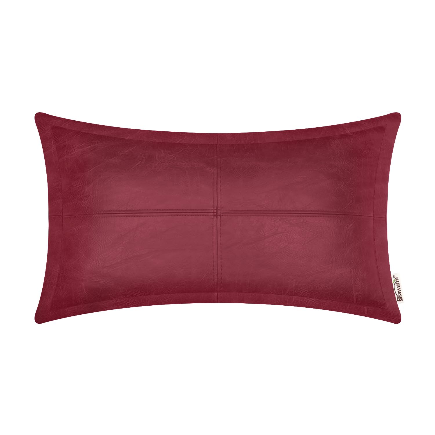 BRAWARM Faux Leather Throw Pillow Covers 16 X 16 Inches, Black Leather Pillow Cover, Hand Stitched Leather Decorative Pillow Cover for Couch Sofa Bed Living Room Home Garden