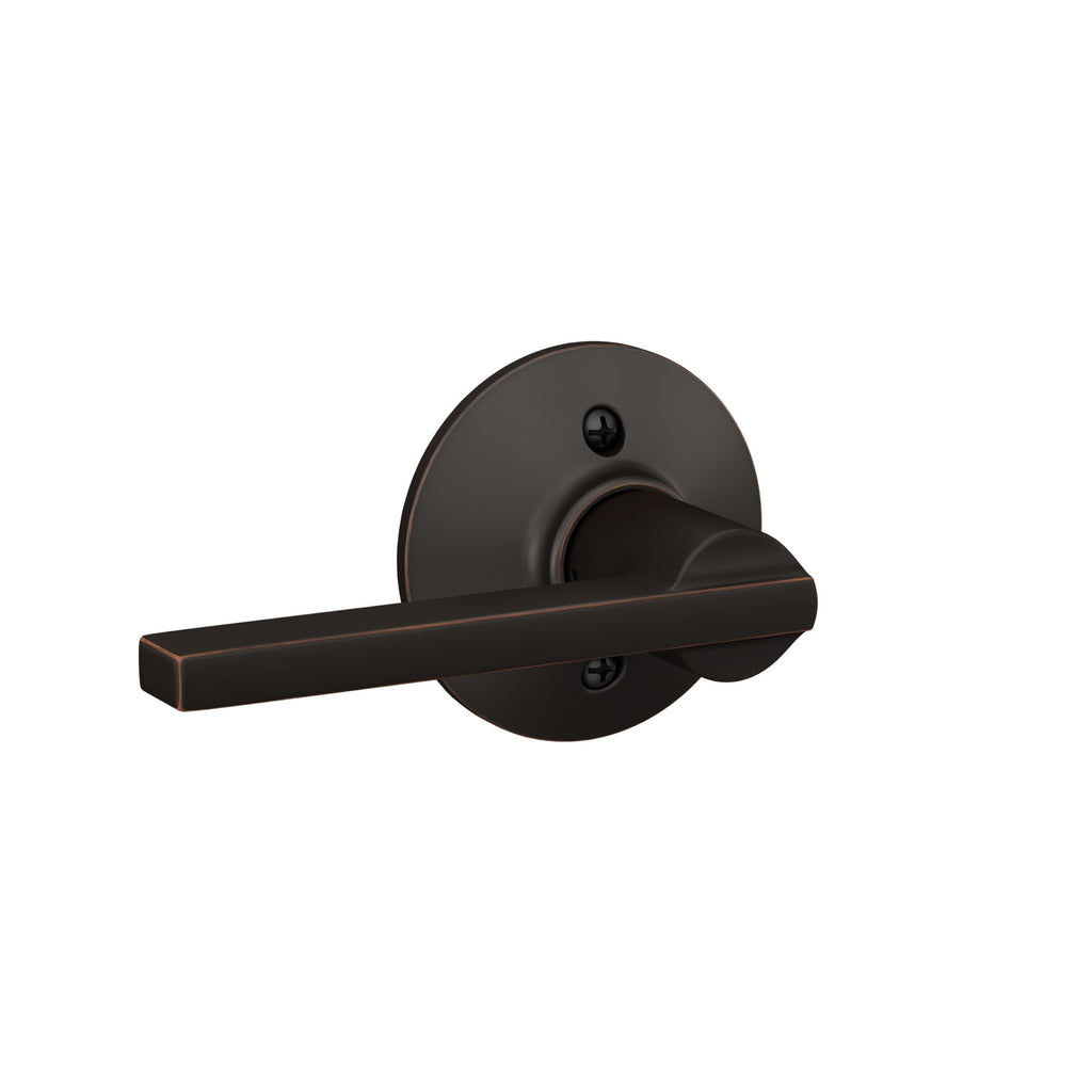 Schlage F10 LAT 716 Latitude Door Lever, Hall & Closet Passage Lock, Aged Bronze