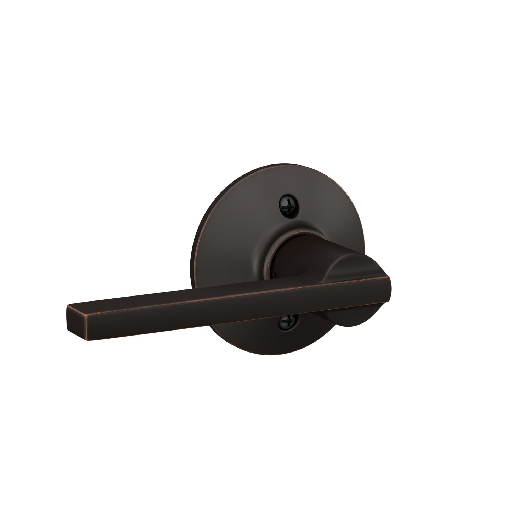 Schlage F10 LAT 716 Latitude Door Lever, Hall & Closet Passage Lock, Aged Bronze