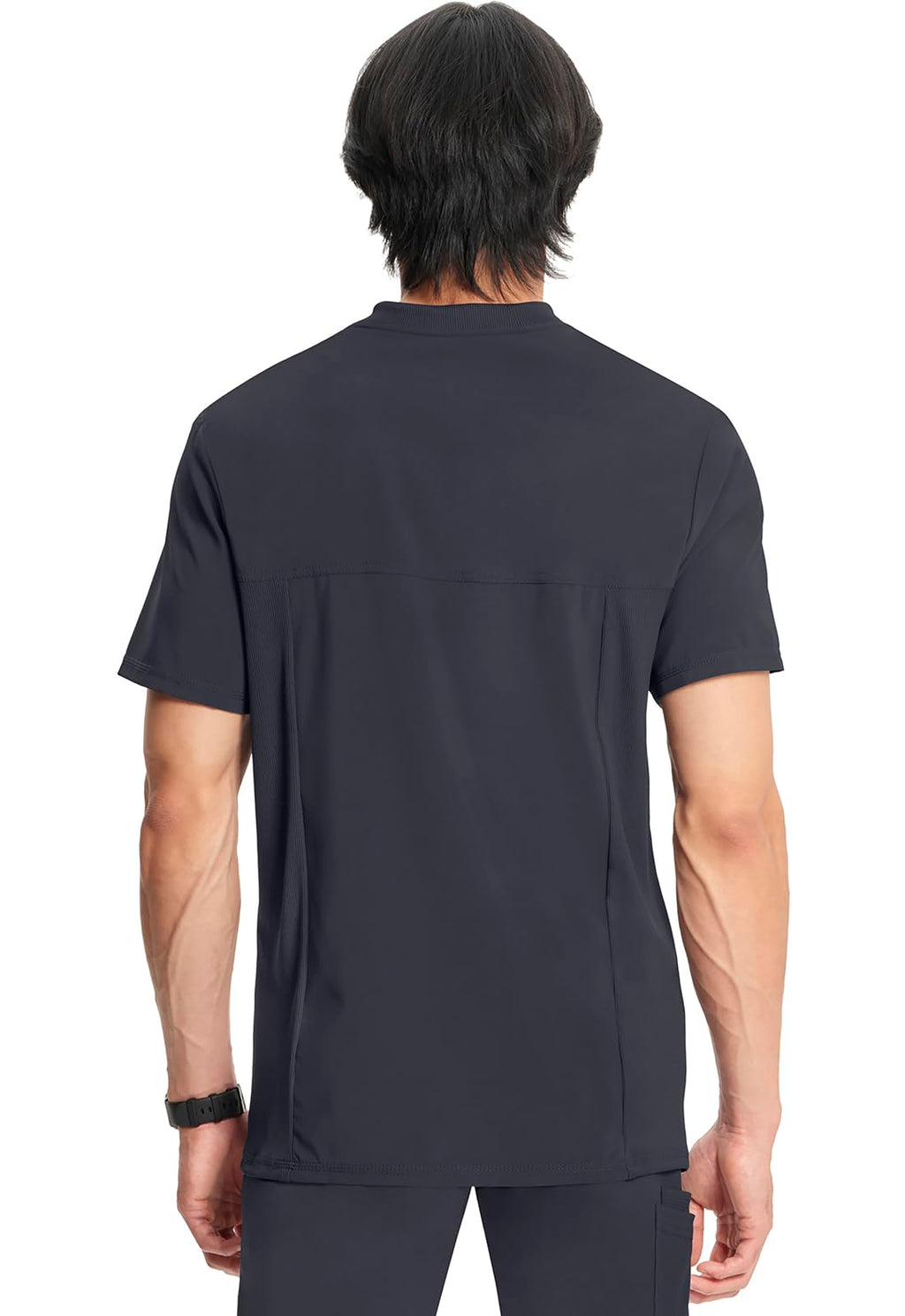 Cherokee Infinity Mens Tuckable V-Neck Scrub Top Modern Fit, 2 Pockets, Zip Chest Pocket, Rib-Knit, 360° Stretch – CK910A