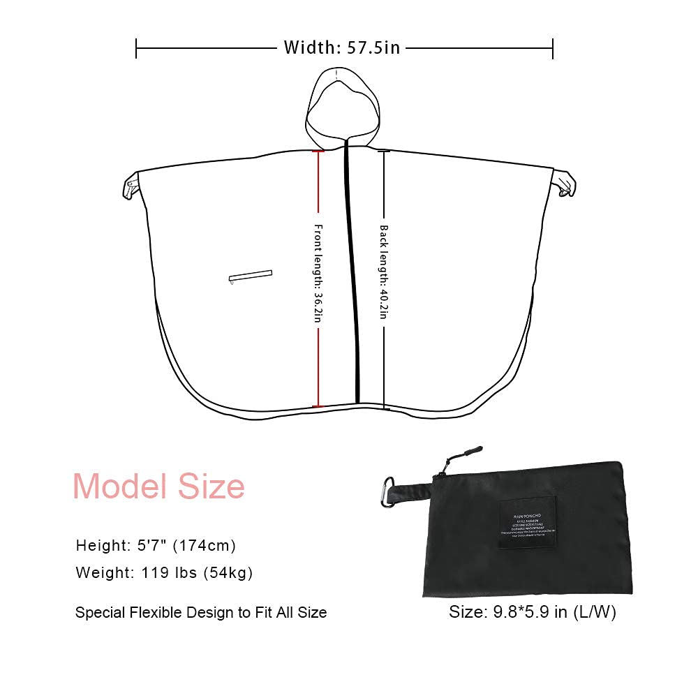 Rain Poncho Jacket Coat Hooded Zipper Style for Women/Men/Adult with Pocket