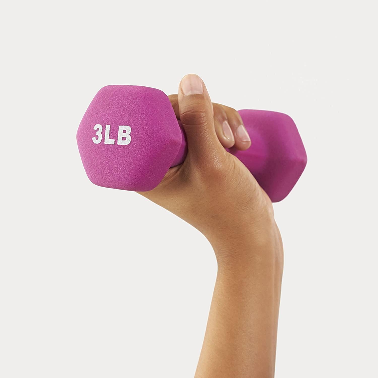 FUXION Neoprene Dumbbell Hand Weights, Sets of 2 Hexagon Non-Slip Weights for Home Gym Yoga Pilates Workout