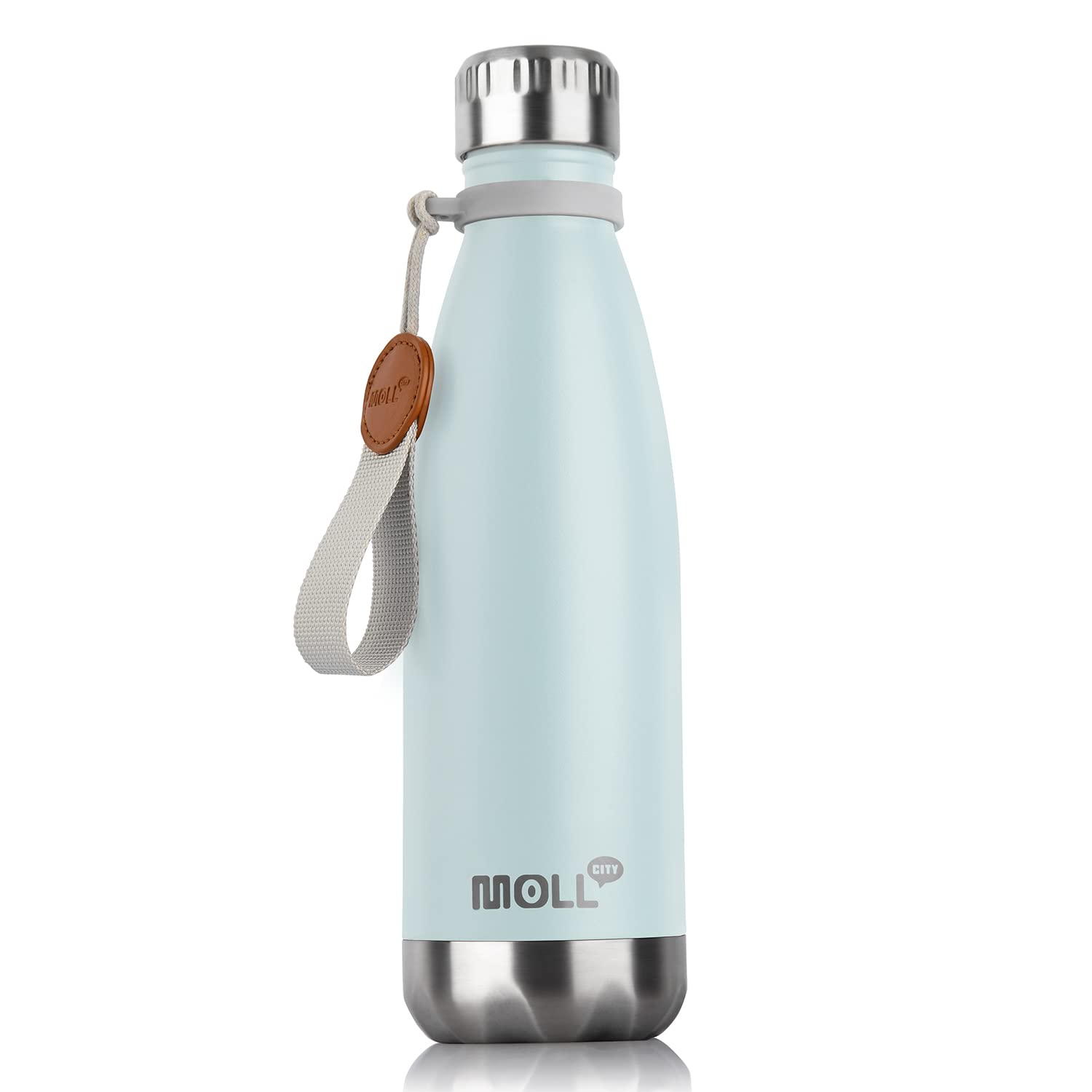 9 oz Water Bottle for Kids-Small Stainless Steel Water Bottle for School Vacuum Insulated Metal Leak Proof Cola Shape Water Flask for Boys Girls(Baby Blue)
