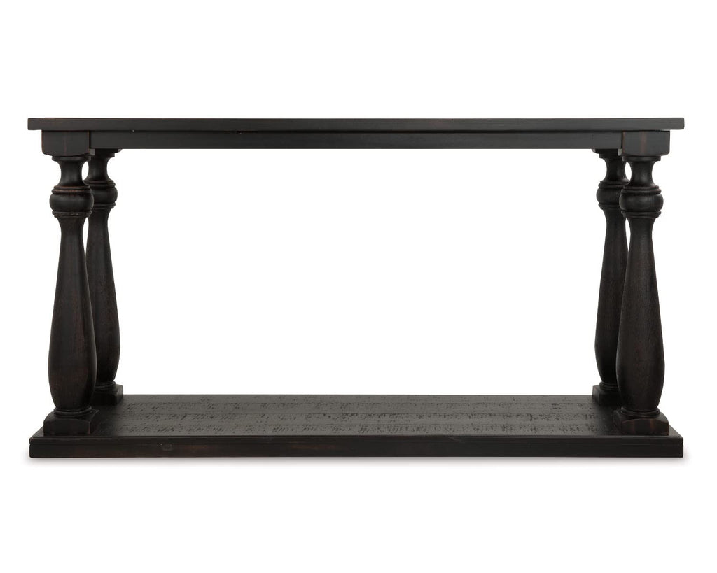 Signature Design by Ashley Mallacar Rustic Cottage Rectangular Sofa Table with Floor Shelf, Black