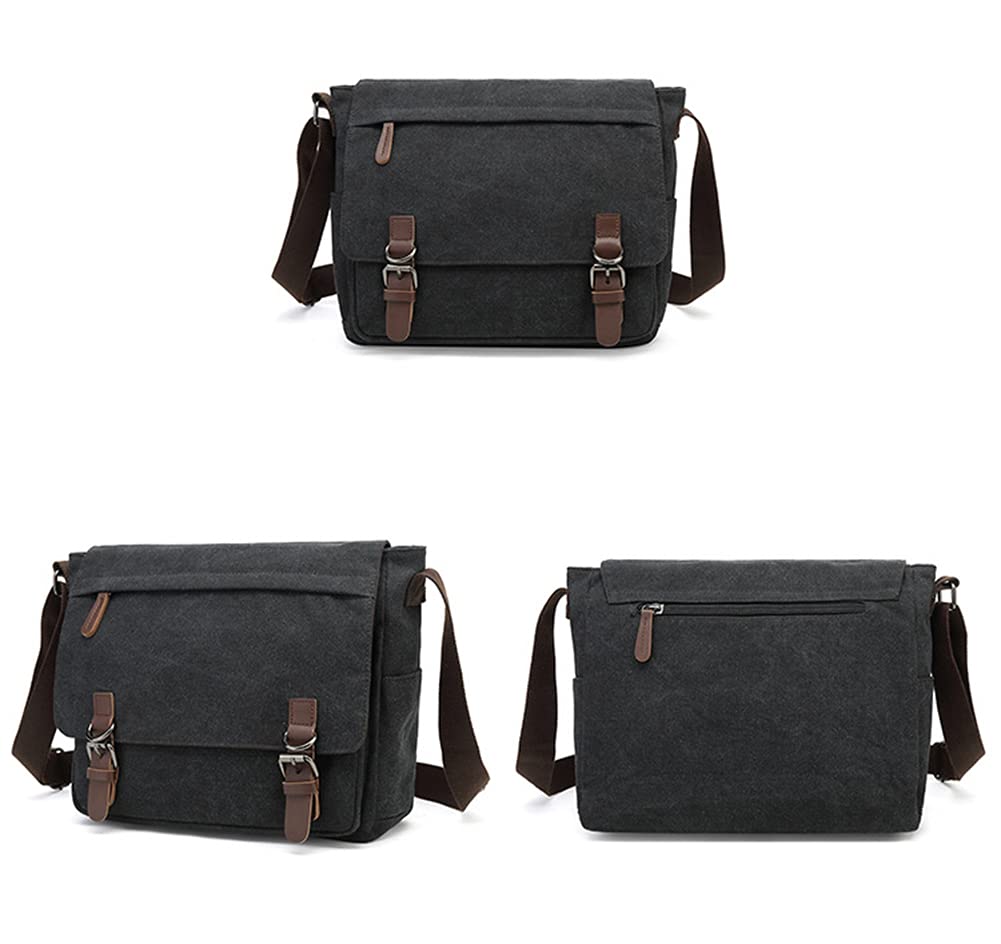 Sechunk Canvas Vintage Messenger Bag Shoulder bag Leather Large Travel Crossbody bags for men women 15inch Laptop