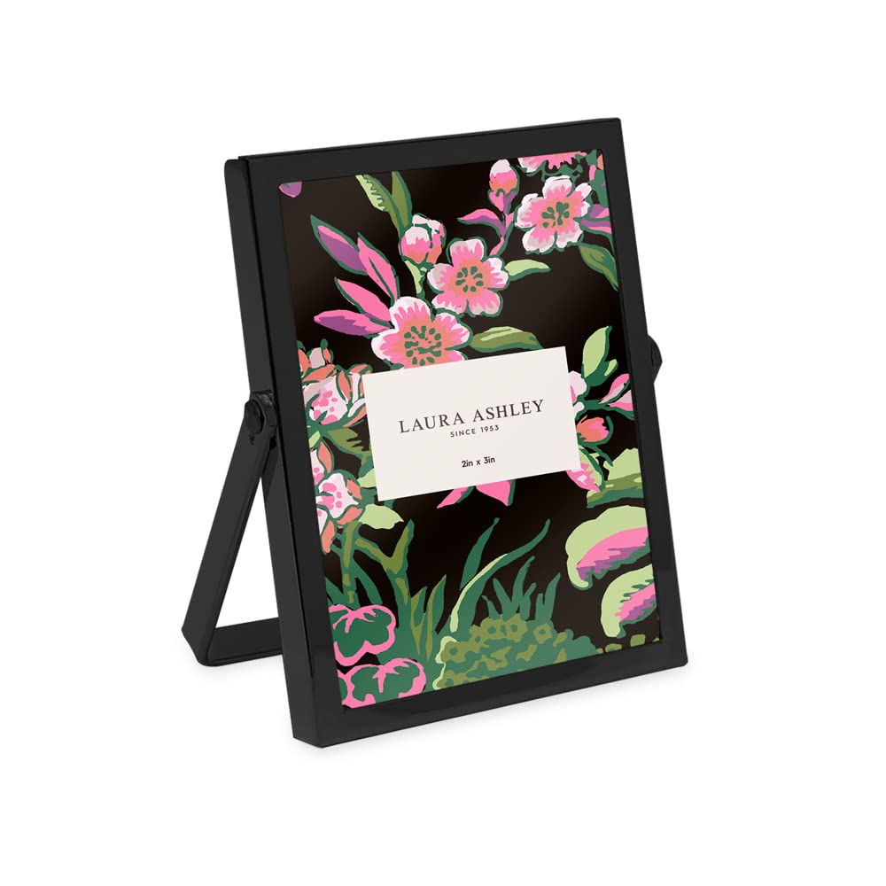 Laura Ashley 2x3 Rose Gold Flat Metal Picture Frame (Vertical) with Pull-Out Easel Stand, Made for Tabletop, Counterspace, Shelf and Desk (2x3, Rose Gold)