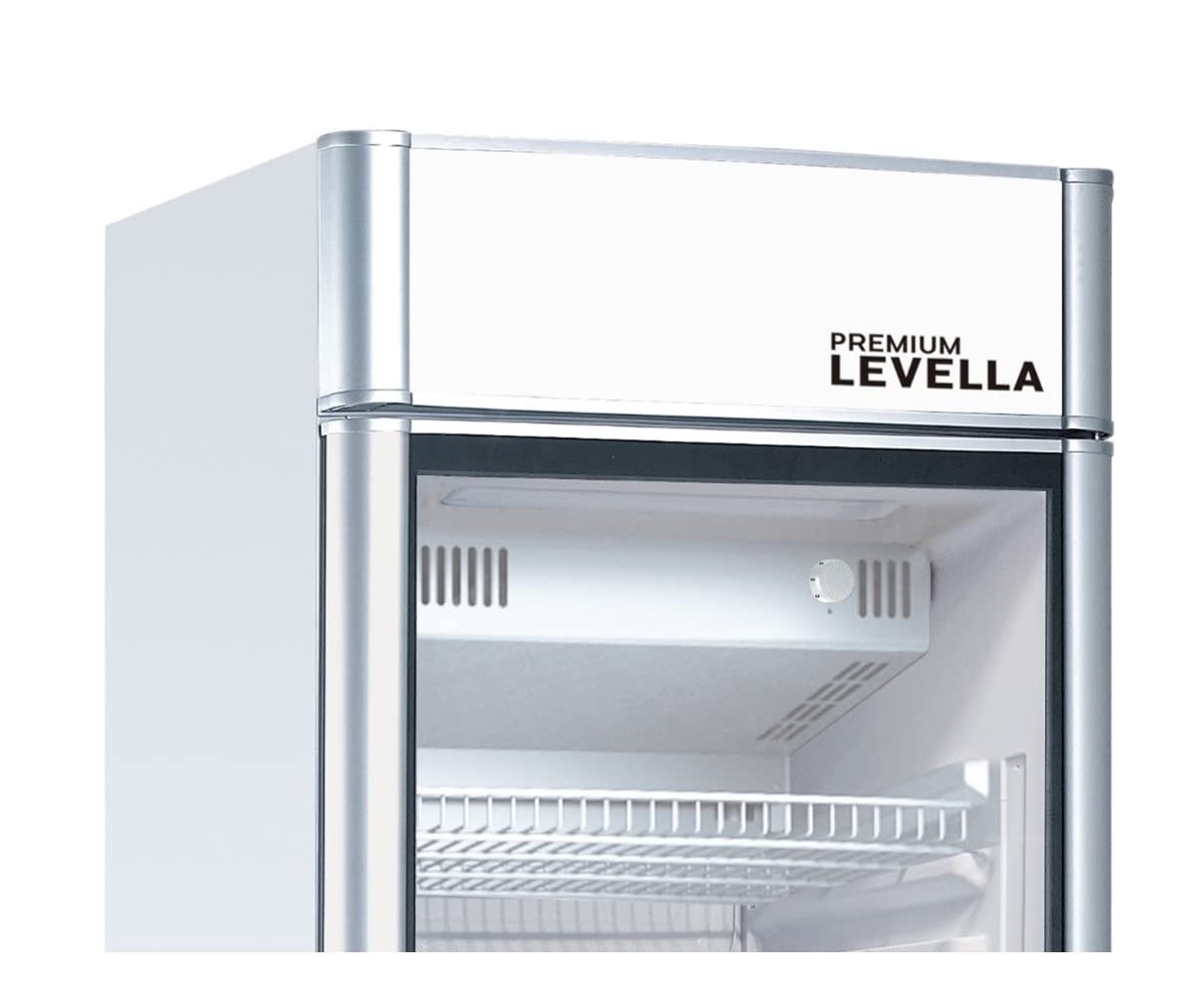 PremiumLevella PRF37DX Glass Door Display Refrigerator 3.1 cu ft Commercial Beverage Cooler Merchandiser - Black