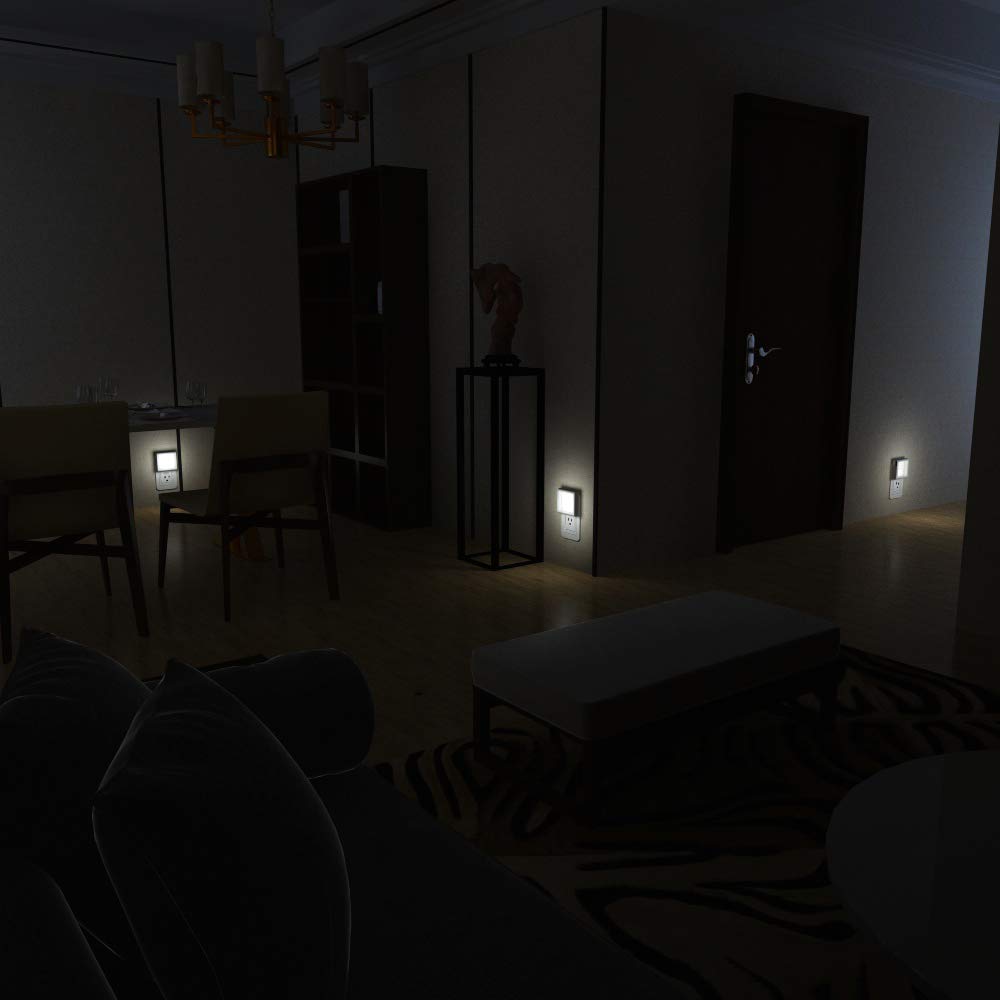 MAZ-TEK Plug-in Led Night Light with Auto Dusk to Dawn Sensor,Adjustable Brightness Warm White Lights for Hallway,Bedroom, Kids Room, Kitchen, Stairway, 2 Pack