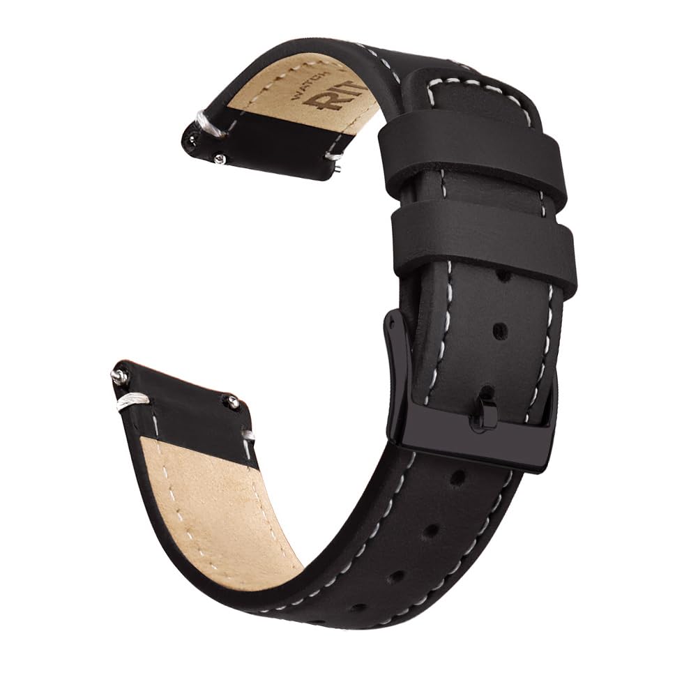 Ritche Christmas Gift Quick Release Leather Watch Band Leather Watch Strap 18mm 19mm 20mm 21mm 22mm 23mm or 24mm for Men and Women, White Elephant Gifts, Stocking Stuffers For Men