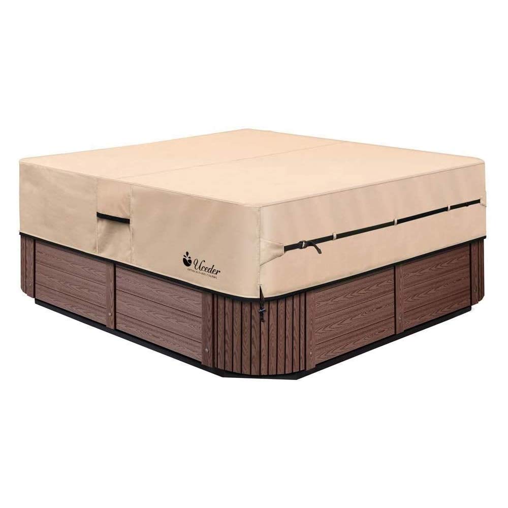 Round Hot Tub Cover Outdoor Waterproof Spa Cover Cap(83''x 20'') 600D Heavy Duty Polyester Hot Tub Cover Protector(Brown)