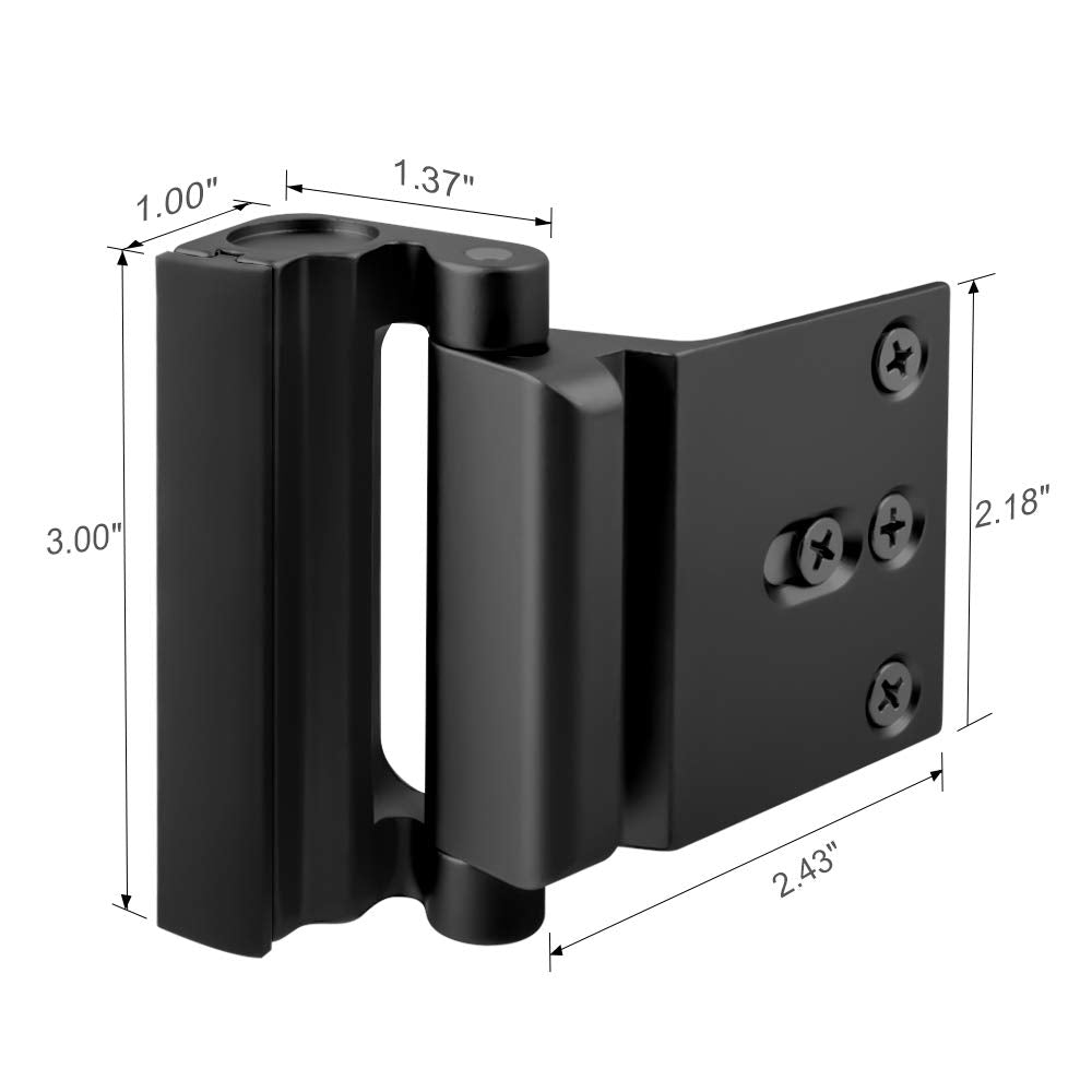 Home Security Door Reinforcement Lock, Child Proof Top Flip Latch for Inward Swinging Front Gate, Premium Safety Protection Guard Withstands 800 lbs, High Placement Metal Lockout Device