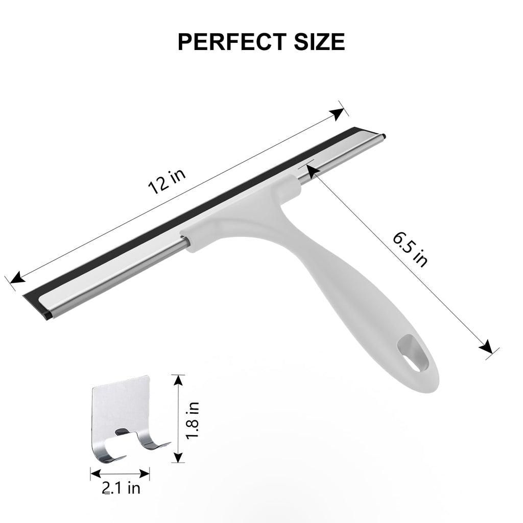 SetSail Squeegee for Shower Glass Door Stainless Steel Shower Squeegee for Glass Doors All-Purpose Window Squeegee for Tile Shower Walls, Sink, Mirror, Bathroom, Car Window Cleaning 10 Inches, Balck