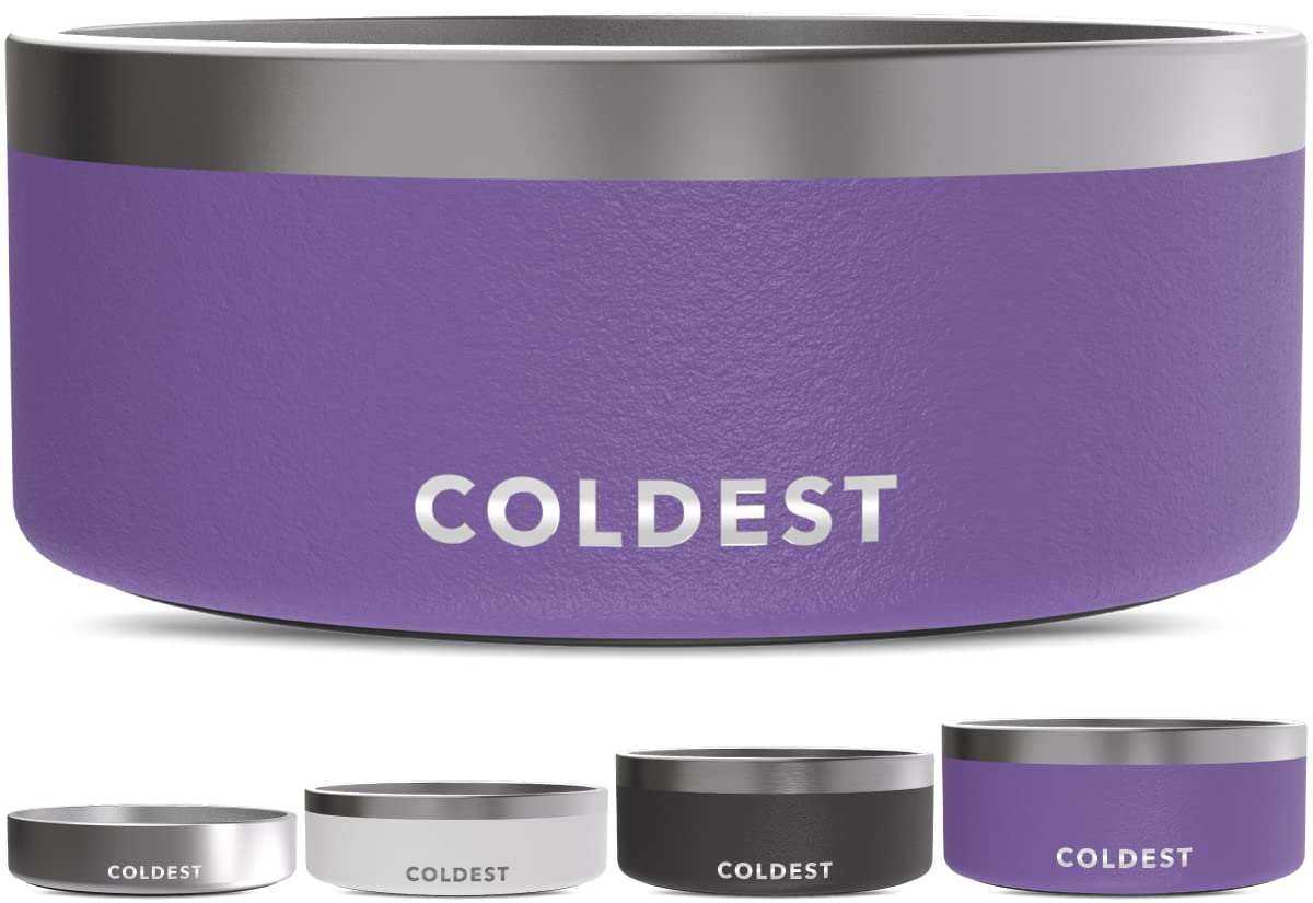 Coldest Dog Bowl - Anti Rust Metal, Non Slip, 3 Layers Insulated Stainless Steel Dog Bowls - Spill Proof & Heavy Duty - Water Bowl for Dogs, Cats & Pets, Dish Washer Safe (21 oz, Mars Red Glitter)