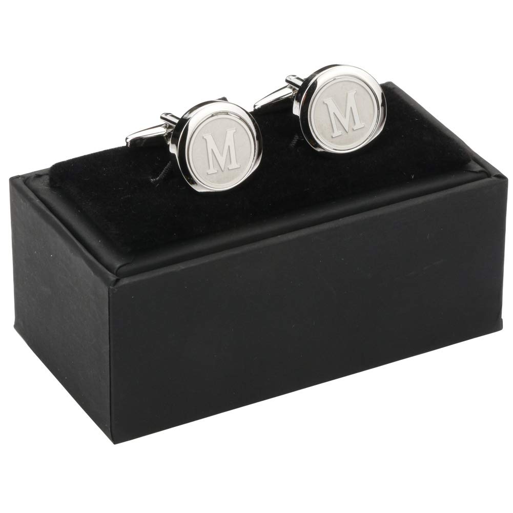 Mens Classic Stainless Steel Initial Cufflinks 26 Alphabet Initial Letter Cufflinks Business Wedding Shirts A-Z