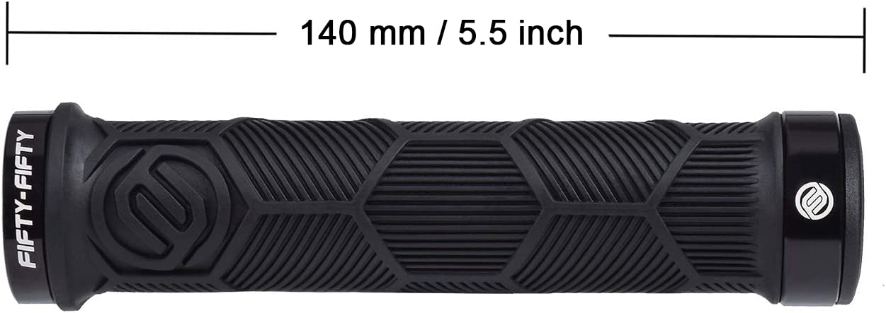 FIFTY-FIFTY Double Lock-On Mountain Bike Grips, Bicycle Handlebar Locking Grips, Non-Slip MTB Handle