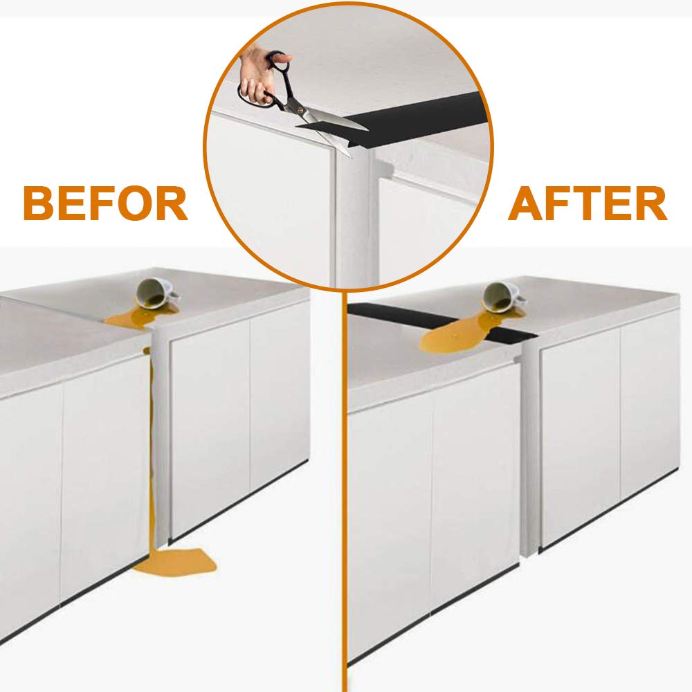 FLSEPAMB Silicone Stove Gap Covers, 2 Pack Heat Resistant Oven Gap Filler Seals Gaps with Anti-Slip Mirror Base, Stain Resistant Stove Counter Gap Cover Silicone Strips Between Stovetop and Counter