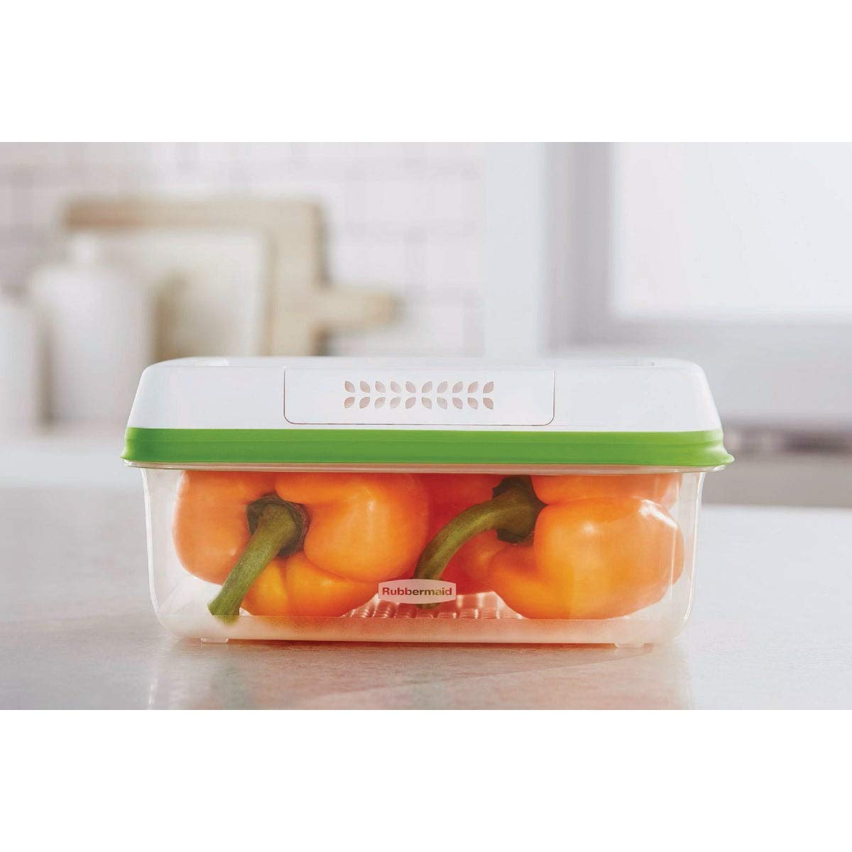 Rubbermaid 2114738 FreshWorks Saver, Medium Short Produce Storage Containers, 2-Pack, 4.6 Cup, Clear