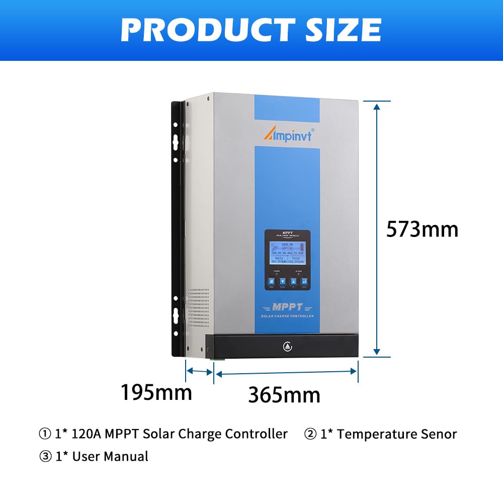 Ampinvt 40A MPPT Solar Charge Controller 12V 24V 36V 48V Auto, PV 150V Max Input Solar Panel Regulator 40amp for AGM Sealed Gel Flooded Lithium Battery