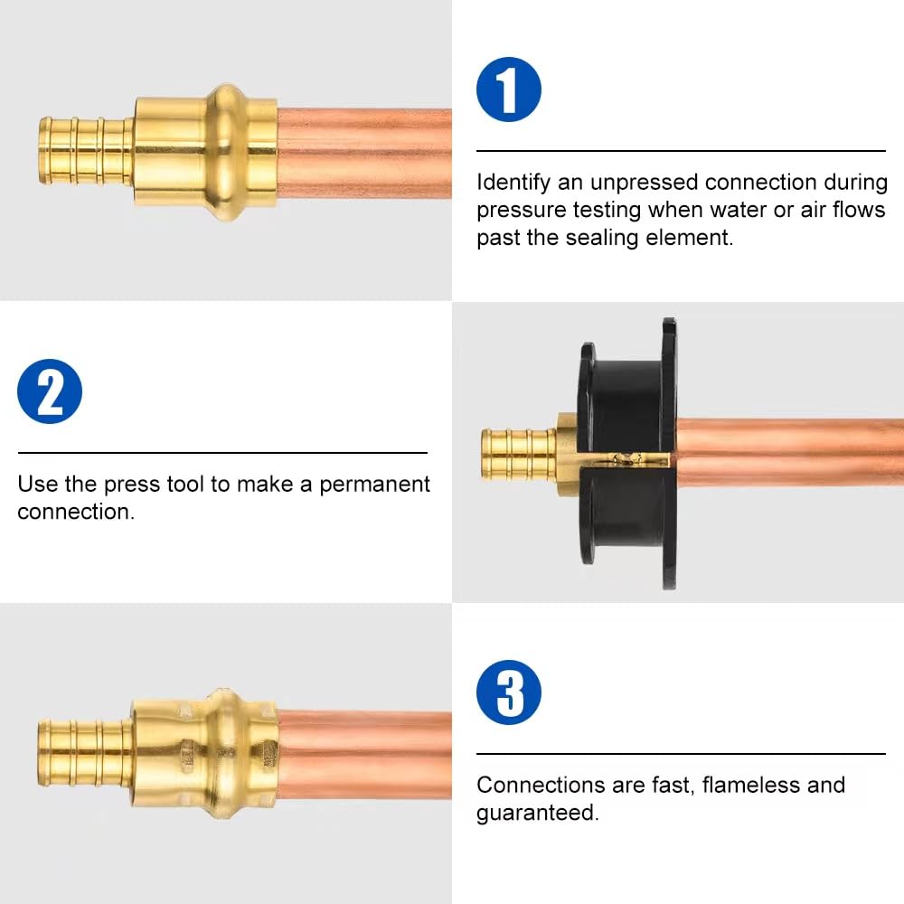 (Pack of 2) EFIELD 1" Copper Press X 1" PEX Crimp Coupling Brass Adapters For Copper and Pex Pipe Connection,(PEX1807388-2PCS)