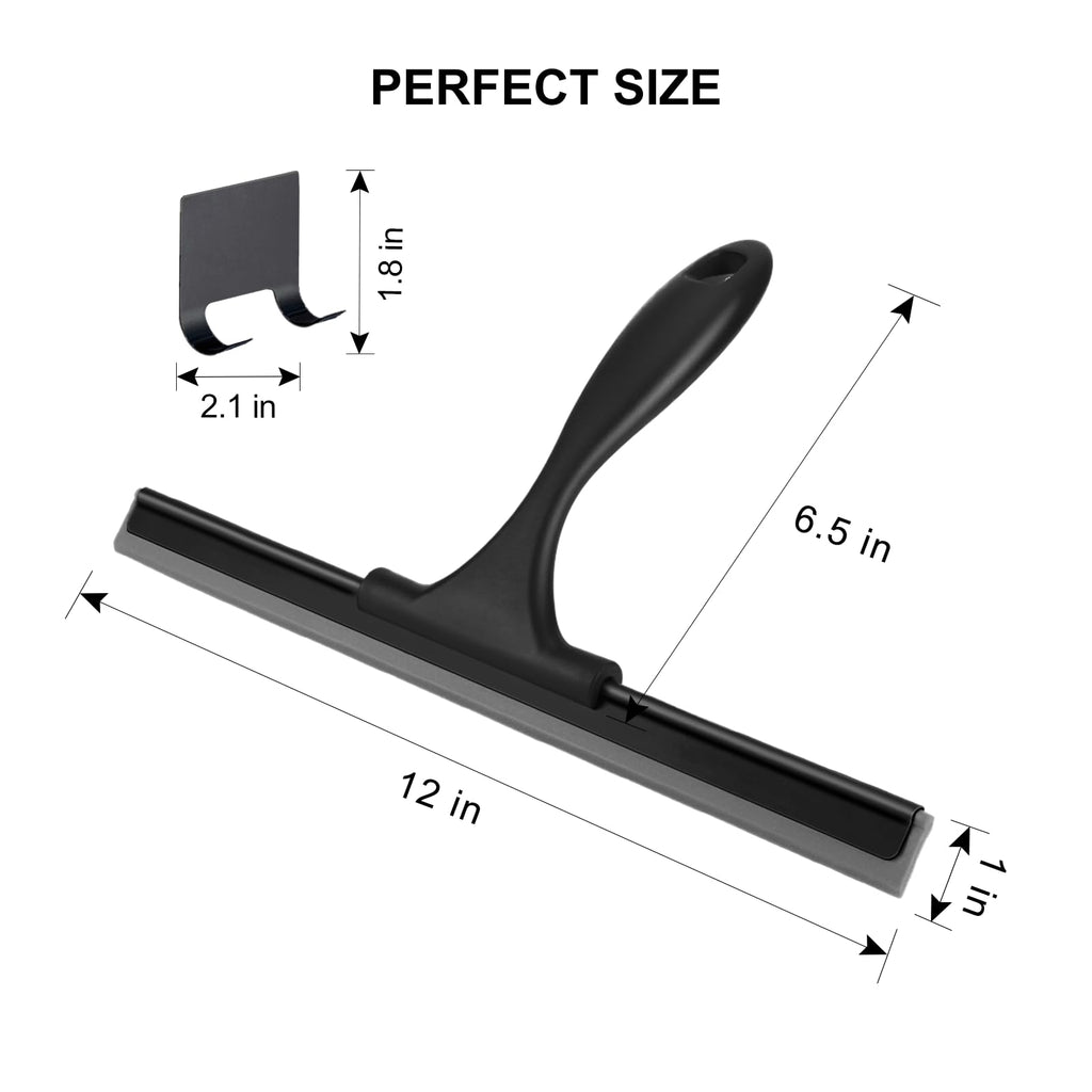 SetSail Squeegee for Shower Glass Door Stainless Steel Shower Squeegee for Glass Doors All-Purpose Window Squeegee for Tile Shower Walls, Sink, Mirror, Bathroom, Car Window Cleaning 10 Inches, Balck