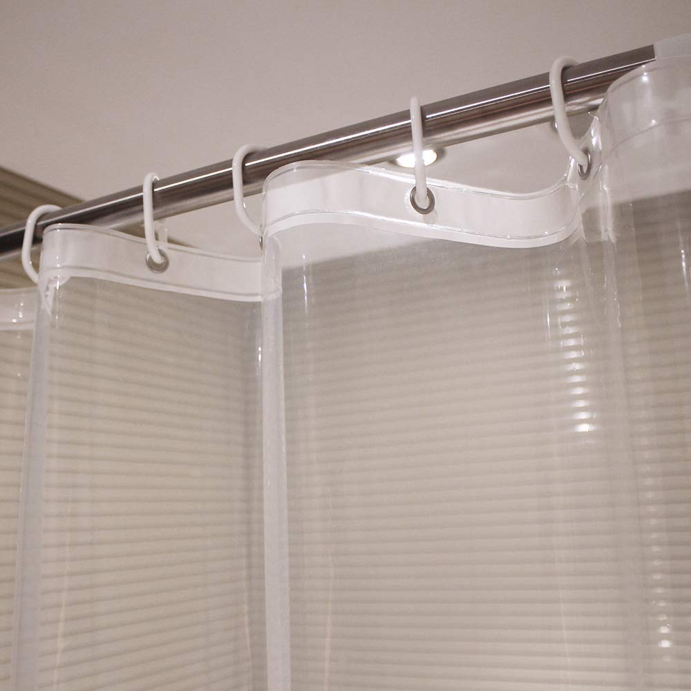 AooHome Eva Small 36x72 Inches Shower Liner, See Through Clear 8 Gauge Bathroom Curtain with Hooks, Bottom Magnets, Water Repellent, Heavy Duty, Rust Proof Grommets
