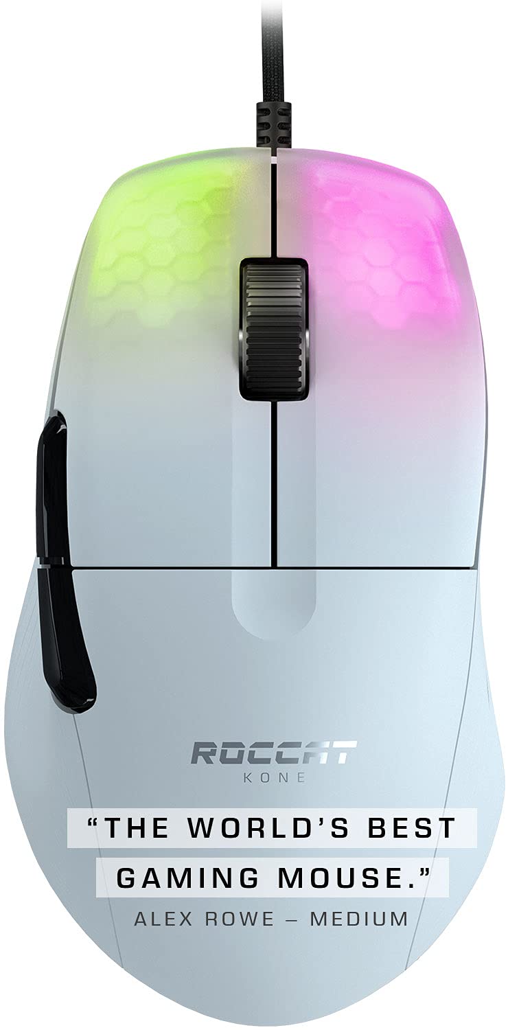 ROCCAT Kone AIMO Remastered PC Gaming Mouse, Optical, RGB Backlit Lighting, 23 Programmable Keys, Onboard Memory, Palm Grip, Owl Eye Sensor, Ergonomic, LED Illumination, Adjustable to 16,000 DPI-Black