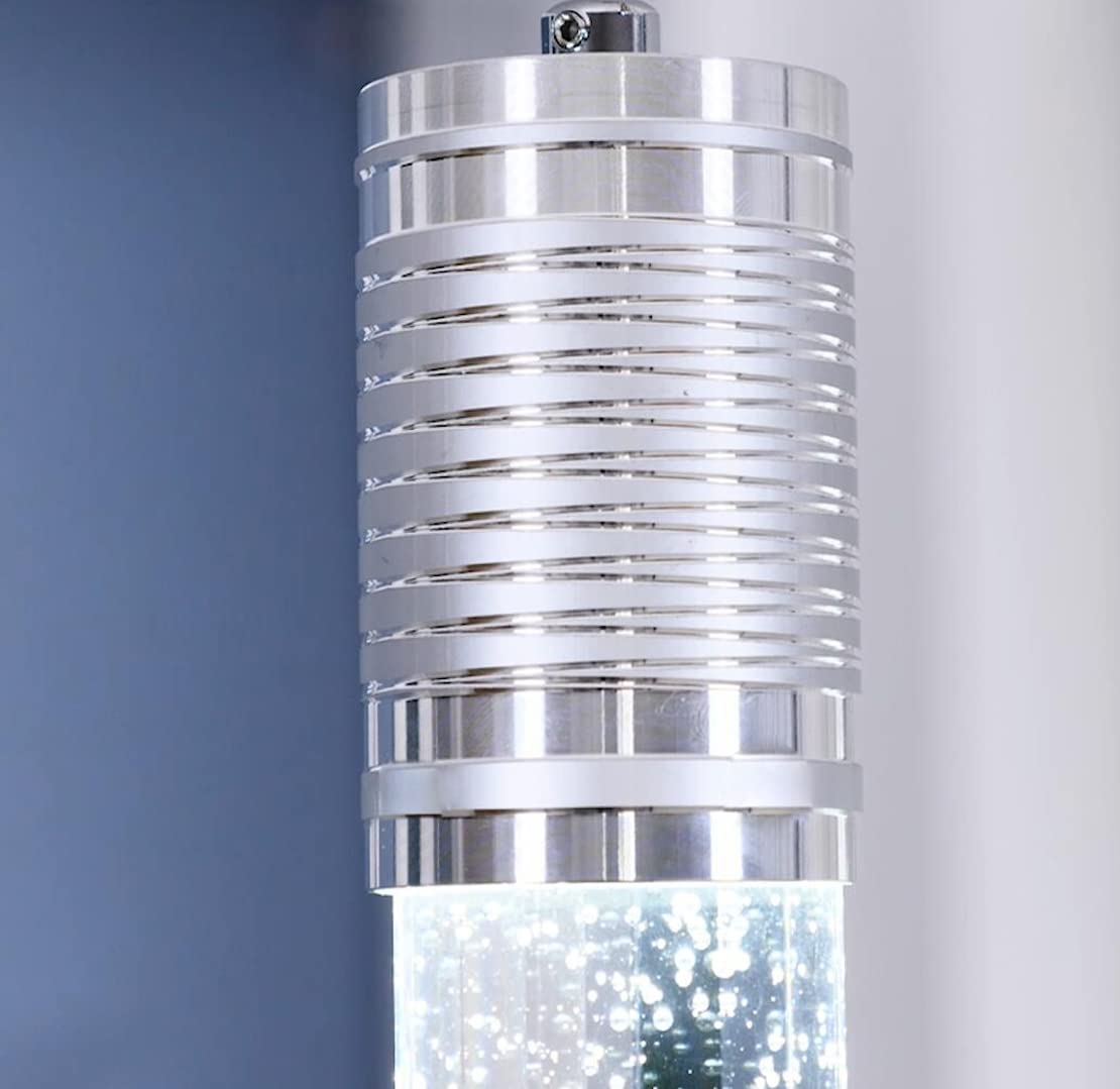 HAIXIANG Modern Kitchen Island Hanging Light Fixtures Crytstal Pendant Lighting for Kitchen Island Chrome Mini Chandelier with 6000K Daylight Bulb