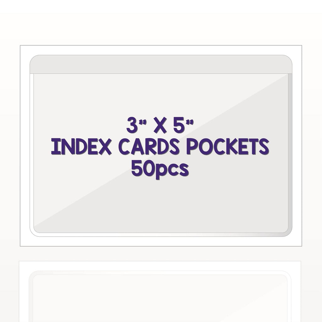 IMAGAME Clear Adhesive Business Card Pocket swith Side Open for Loading, 50 Pack, Plastic Labels Holders for Storage Bins and Library Card, Ideal for Organizing and Protecting Your Business Cards