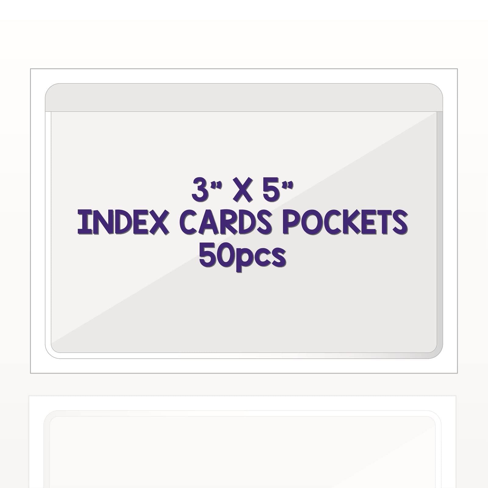 IMAGAME Clear Adhesive Business Card Pocket swith Side Open for Loading, 50 Pack, Plastic Labels Holders for Storage Bins and Library Card, Ideal for Organizing and Protecting Your Business Cards