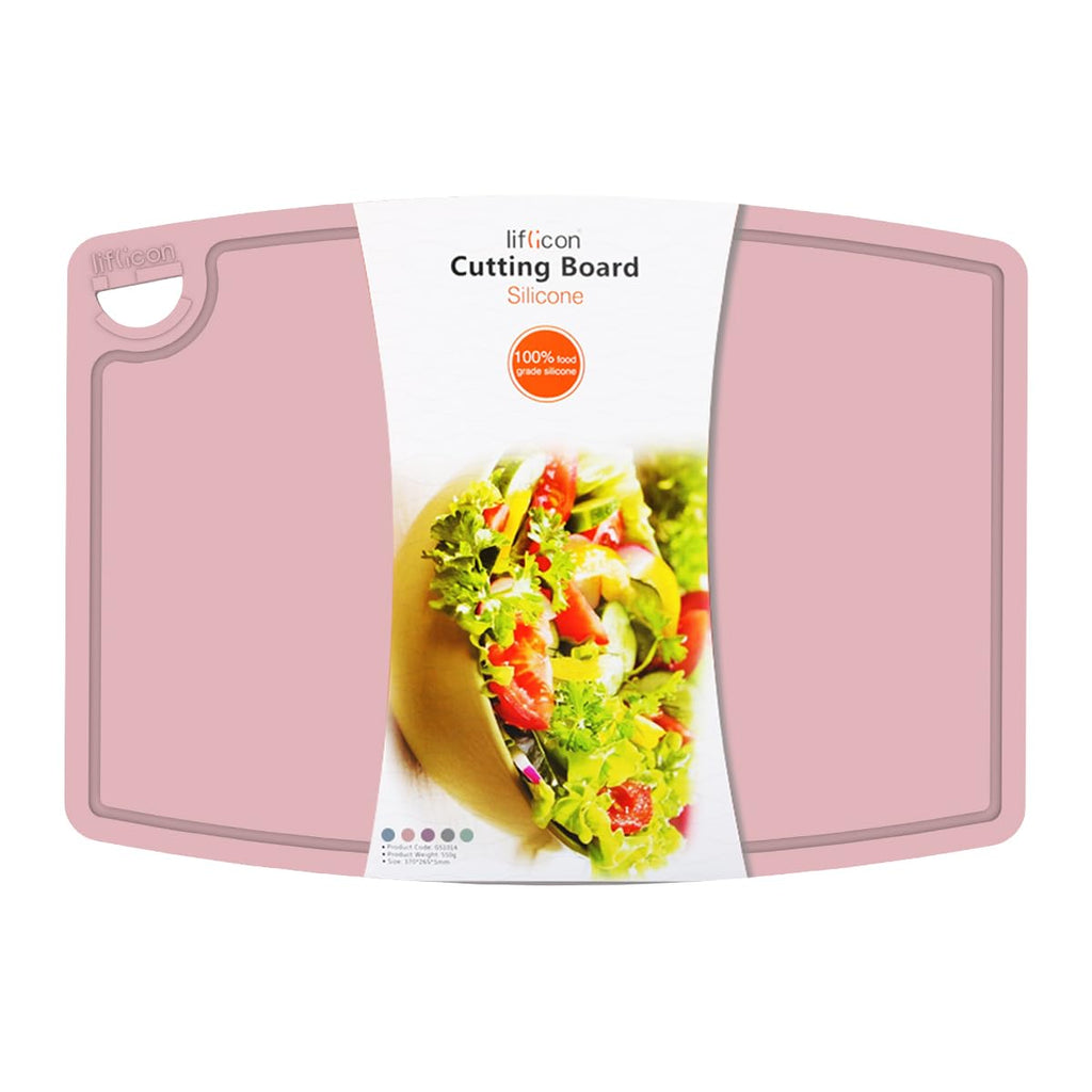 Liflicon Thick Silicone Cutting Boards for Kitchen Silicone Chopping Boards/Mats Set of 2 Extra Large14.6''x10.43'', Mini 9.1”x7.1” Non-slip Deep Drip Juice Groove, Dishwasher Safe-Gray