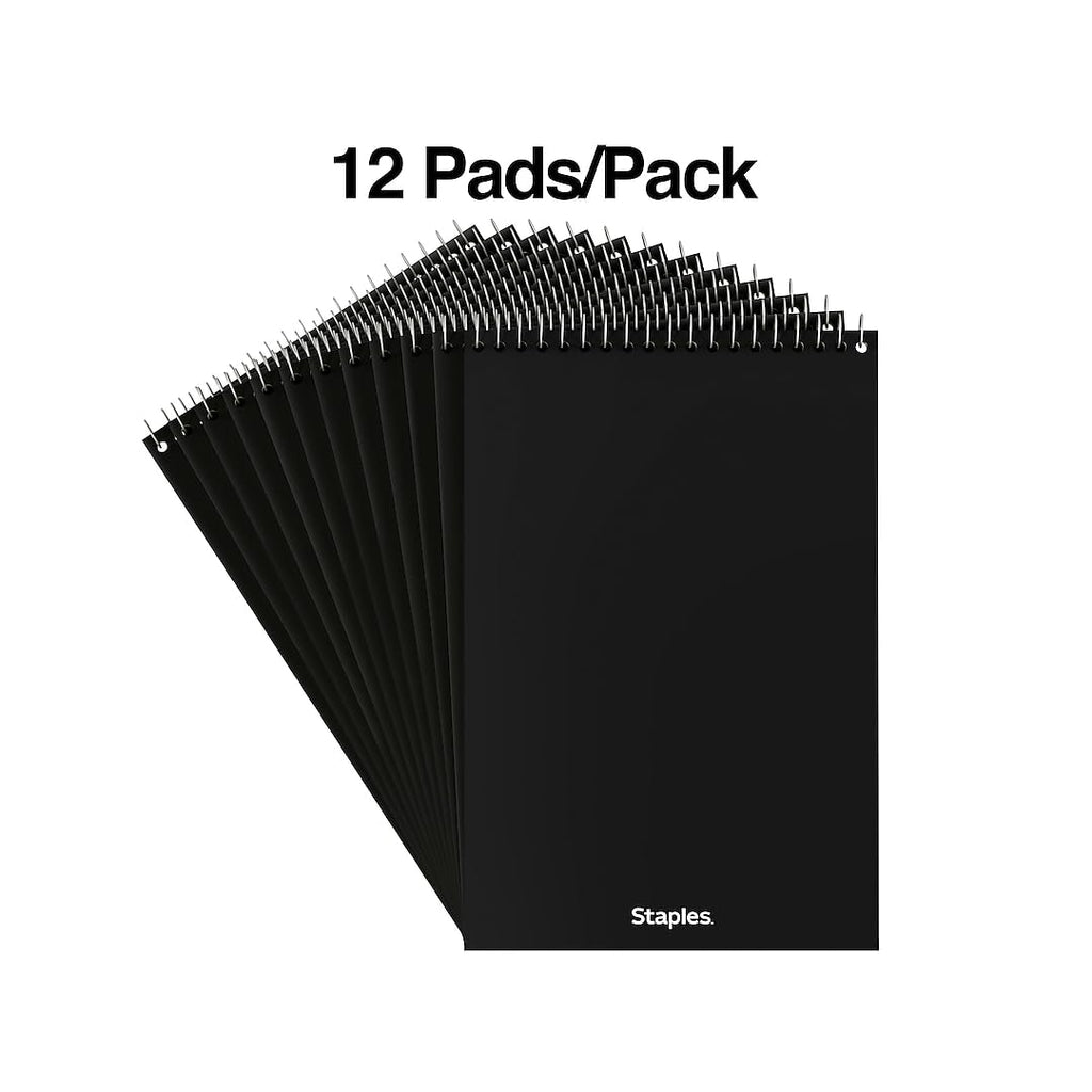 STAPLES Steno Pads, 6” x 9”, Gregg Ruled, Green Paper, 12‑Pack