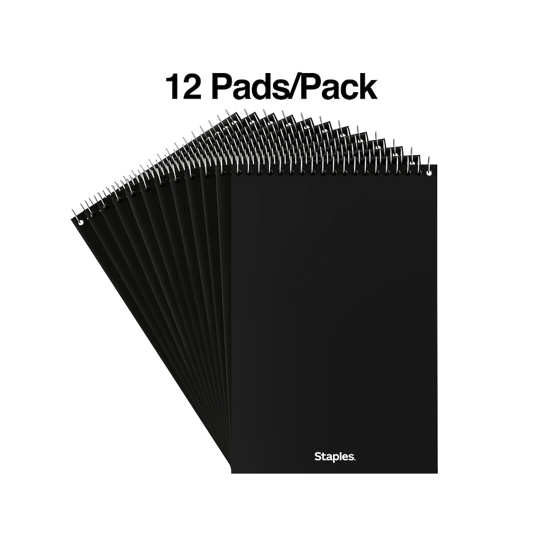 STAPLES Steno Pads, 6” x 9”, Gregg Ruled, Green Paper, 12‑Pack