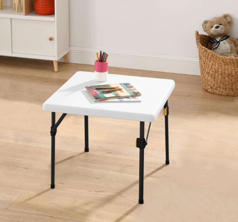 Living & More 24inch Kids Square Folding Table, Light Weight, No Assembly, Toddler