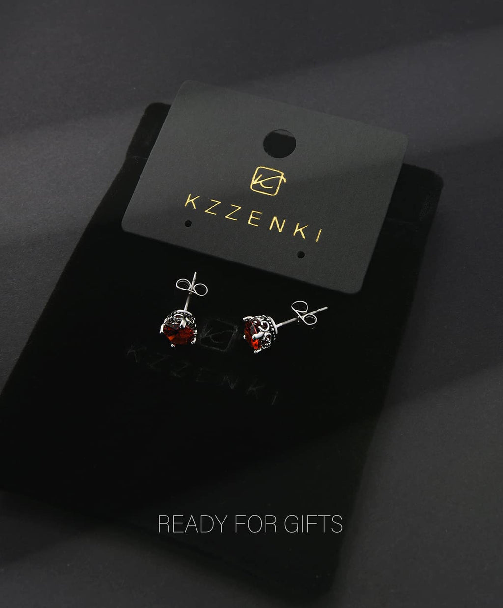 Retro Dark Shadow Stud Earrings, Hypoallergenic Stainless Steel Cubic Zirconia Earrings