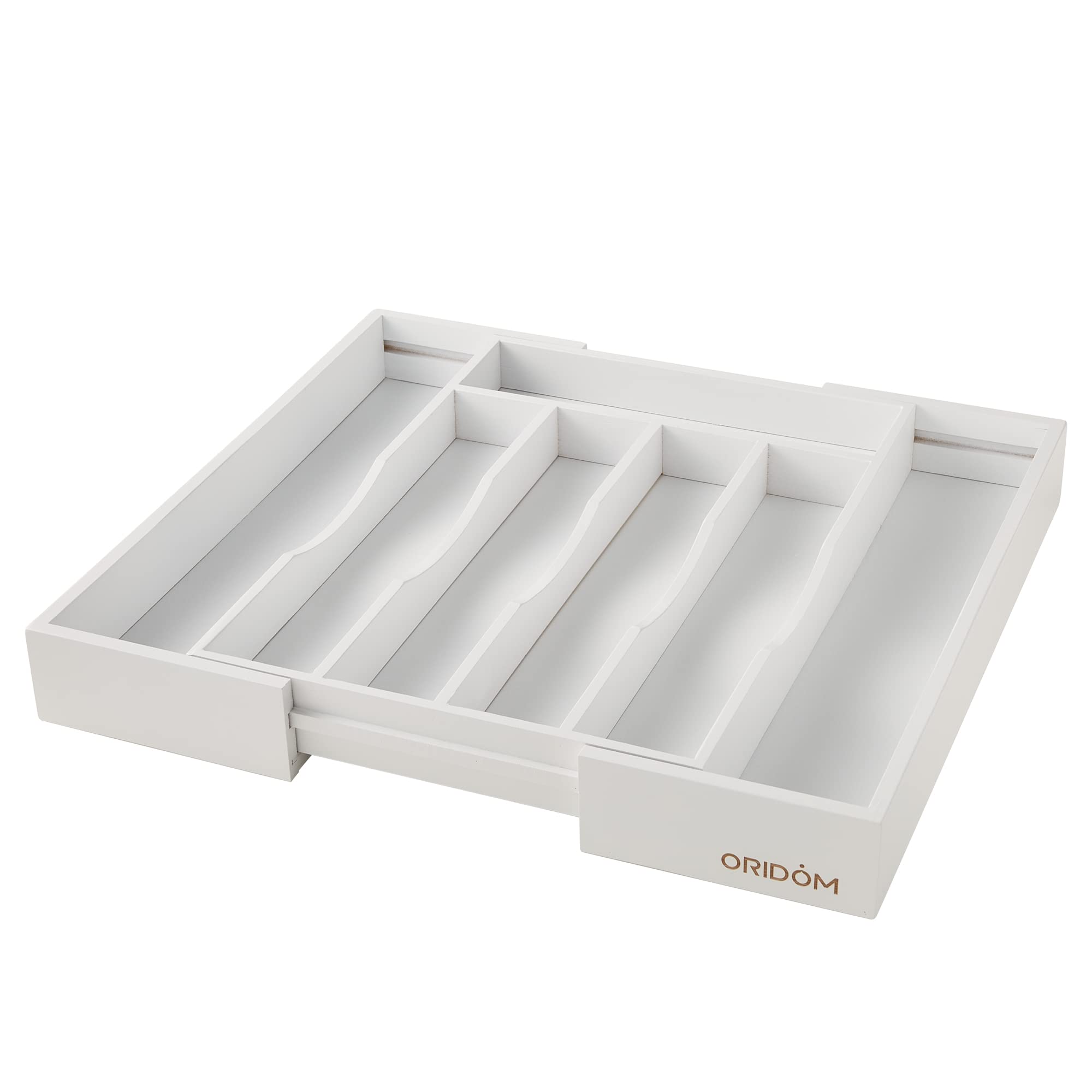 Expandable Acacia Kitchen Drawer Organizer for Cutlery and Utensils, Adjustable Acacia Wood Cutlery Tray in Drawer for Flatware and Silverware in Kitchen