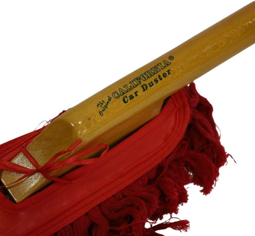 California Car Duster Heritage Edition Wood Handle and Cotton Mop 86242, Red