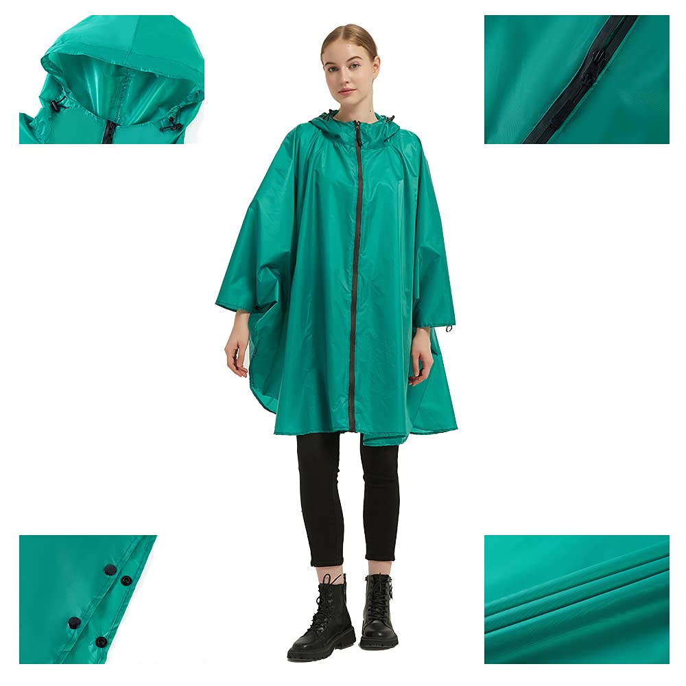 Rain Poncho Jacket Coat Hooded Zipper Style for Women/Men/Adult with Pocket