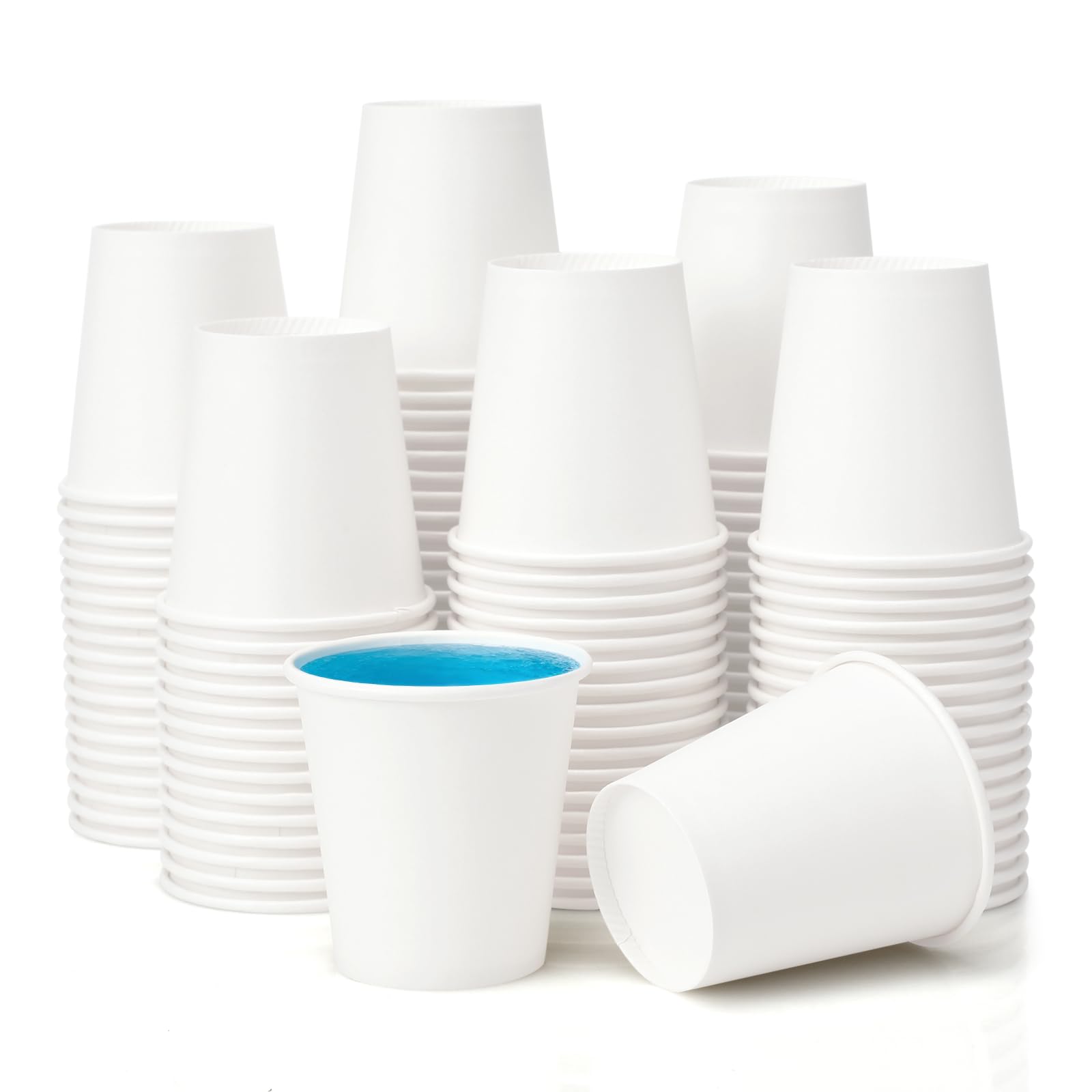 BYSNOW 100 Pack 3 oz Paper Cups, Disposable Bathroom Cups, Small Mouthwash Cups, Mini Paper Cups for Bathroom, White 100Pack