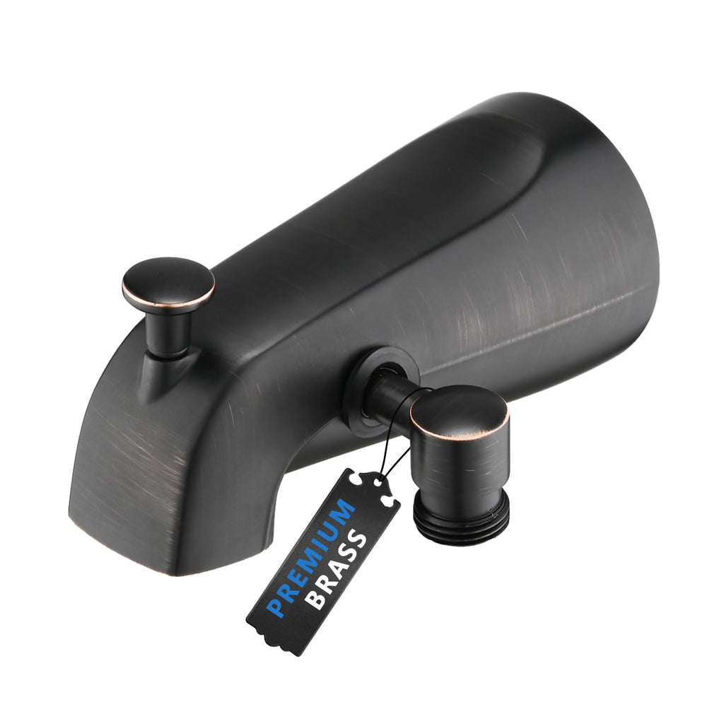 PROOX All Metal Tub Spout with Diverter, 6 Settings Hand held Shower with ON/Off Pause Switch, Bathtub Faucet with Sprayer Brushed Nickel