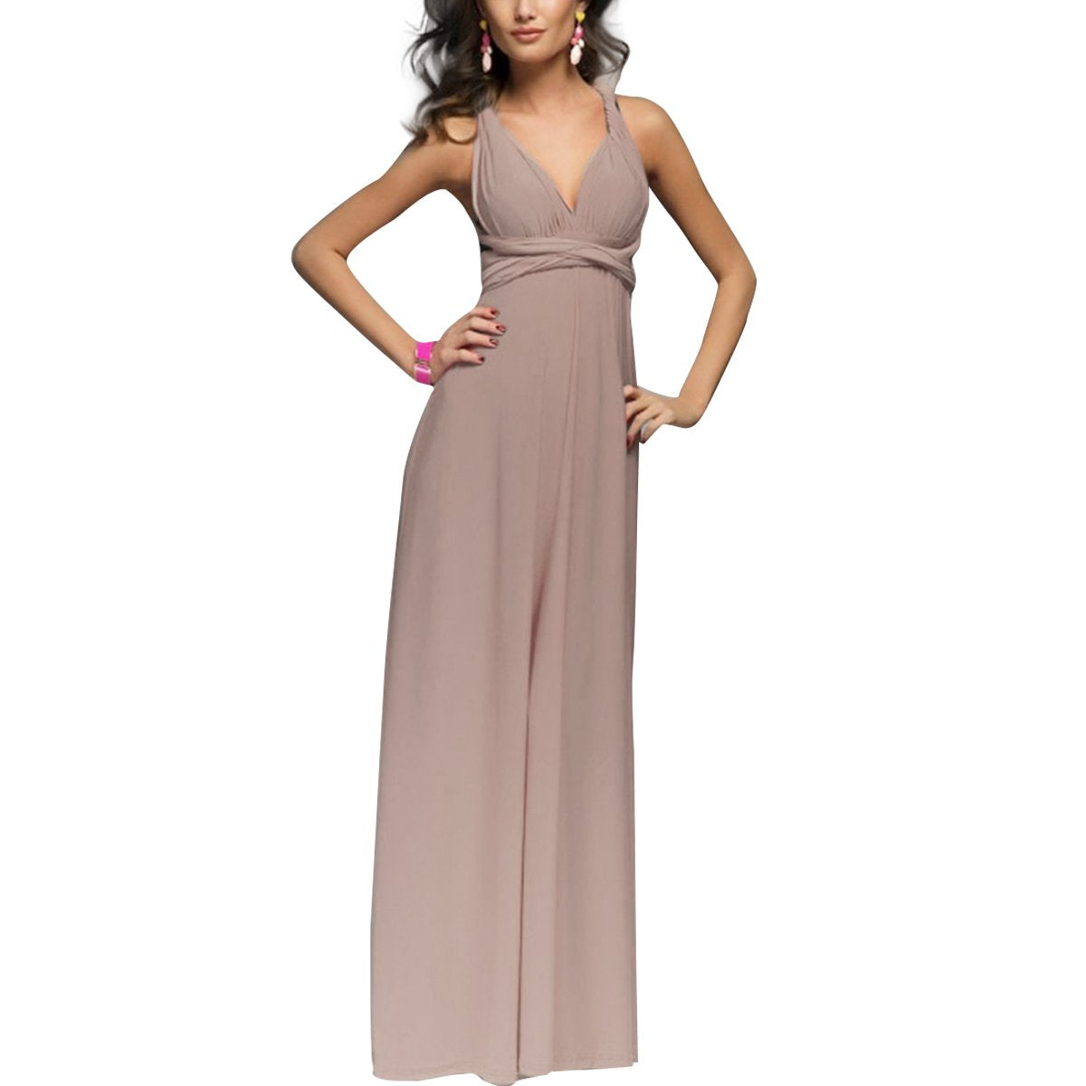 Women Transformer Hi Low Evening Long Prom Dress Halter Convertible Multi Way Spaghetti Strap Wedding Cocktail Maxi Gown