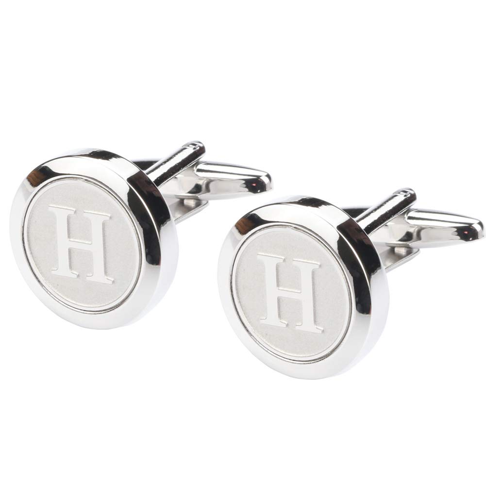 Mens Classic Stainless Steel Initial Cufflinks 26 Alphabet Initial Letter Cufflinks Business Wedding Shirts A-Z