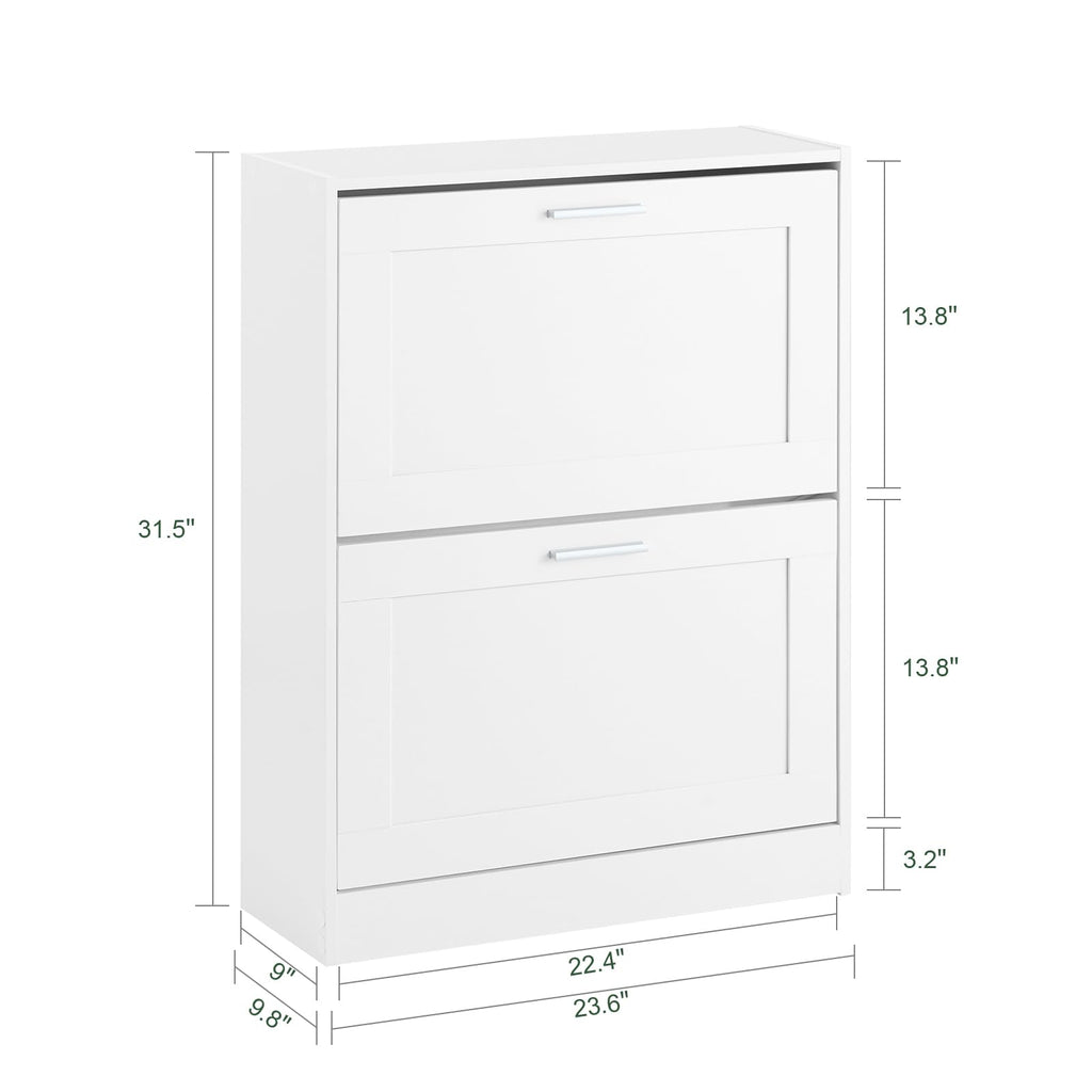 Haotian Shoe Cabinet Storage for Entryway, Narrow Shoe Cabinet with Two Flip Drawers to Save Space, Shoe Rack Cabinet for Front Door Entrance Hallway (Black)