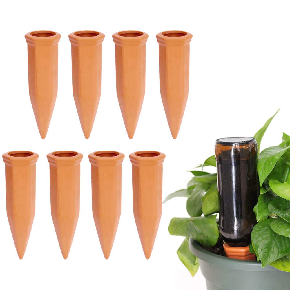 vensovo Terracotta Self Watering Spikes - 24 Pcs Potted Plant Watering Devices Vacation Self-Watering Stakes for Outdoor, Indoor Plants, Wine Bottle