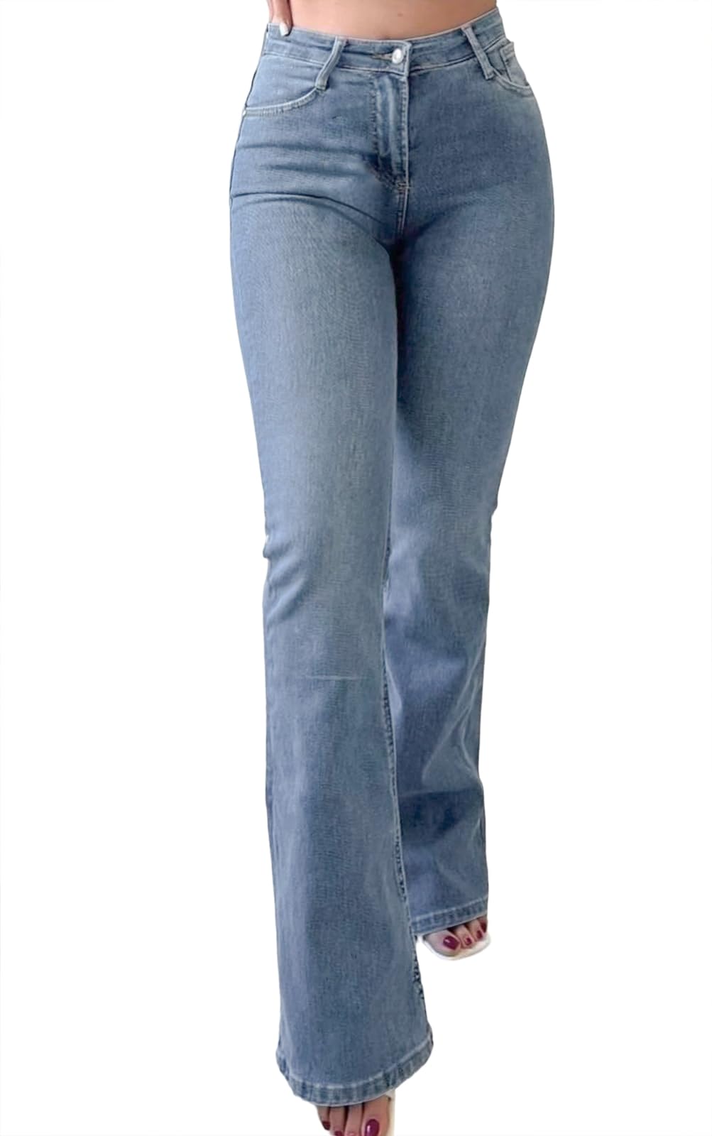 CutieLove Women's Ripped Jeans Bell Bottom Flare Jeans Mid Rise Destroyed Hem Denim Pants