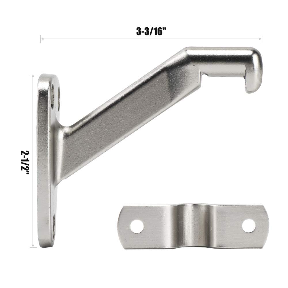 HOME MASTER HARDWARE Heavy Duty Handrail Stair Brackets Brass Staircase Hand Rail Bracket, Gold Finish, 1Pcs