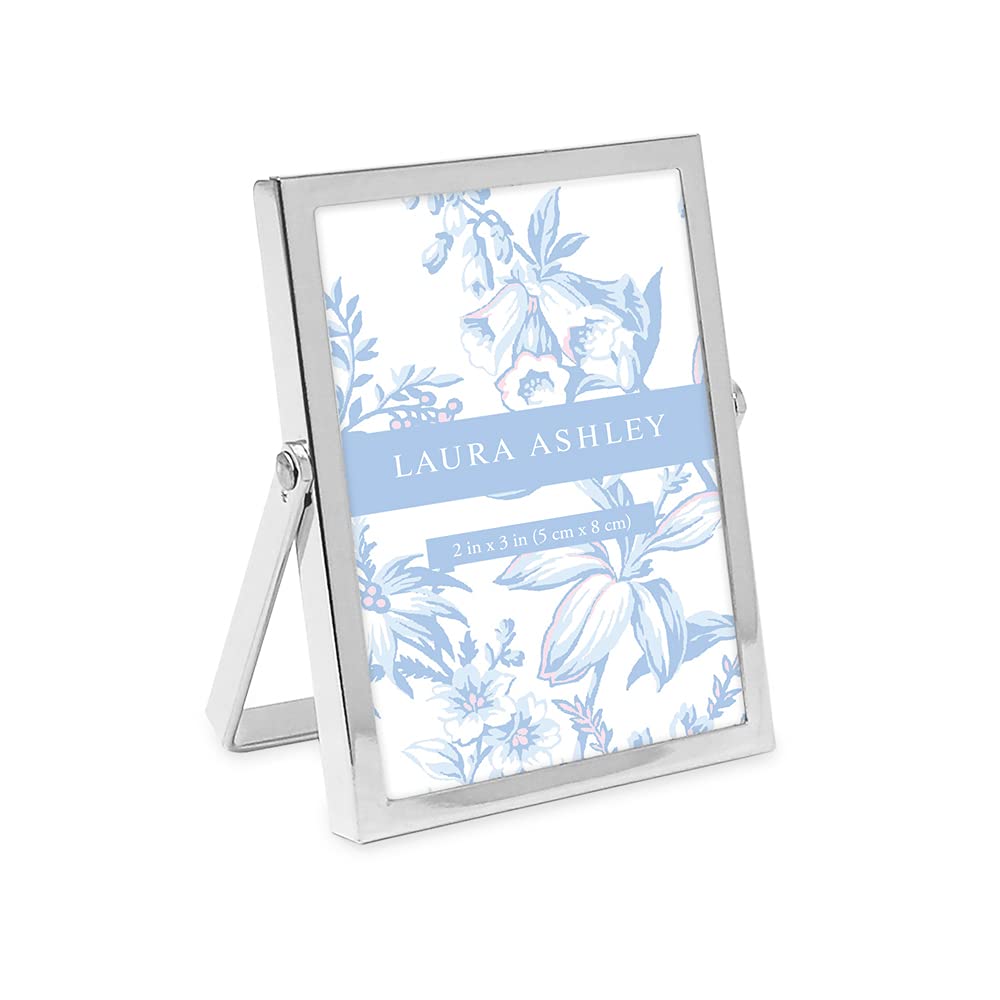 Laura Ashley 2x3 Rose Gold Flat Metal Picture Frame (Vertical) with Pull-Out Easel Stand, Made for Tabletop, Counterspace, Shelf and Desk (2x3, Rose Gold)