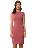 Allegra K Sheath Dress for Women's Business Teacher Sleeveless Boat Neck Dressy Casual Office Dresses