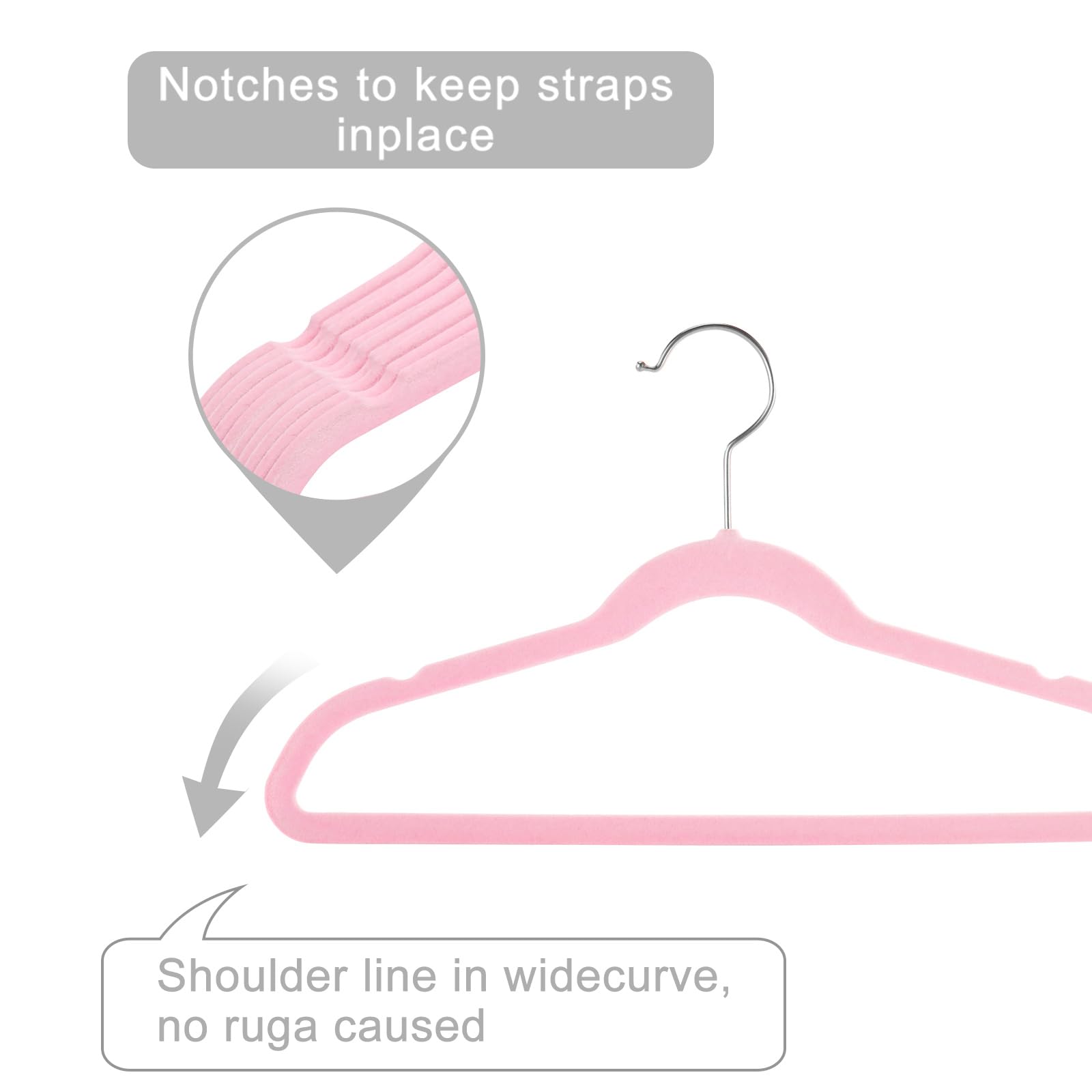 MIZGI Baby Velvet Hangers,Non-Slip Kids & Toddler Hangers,11.8 Inch Hangers for Baby Clothes,Pack of 50(Black/Black)